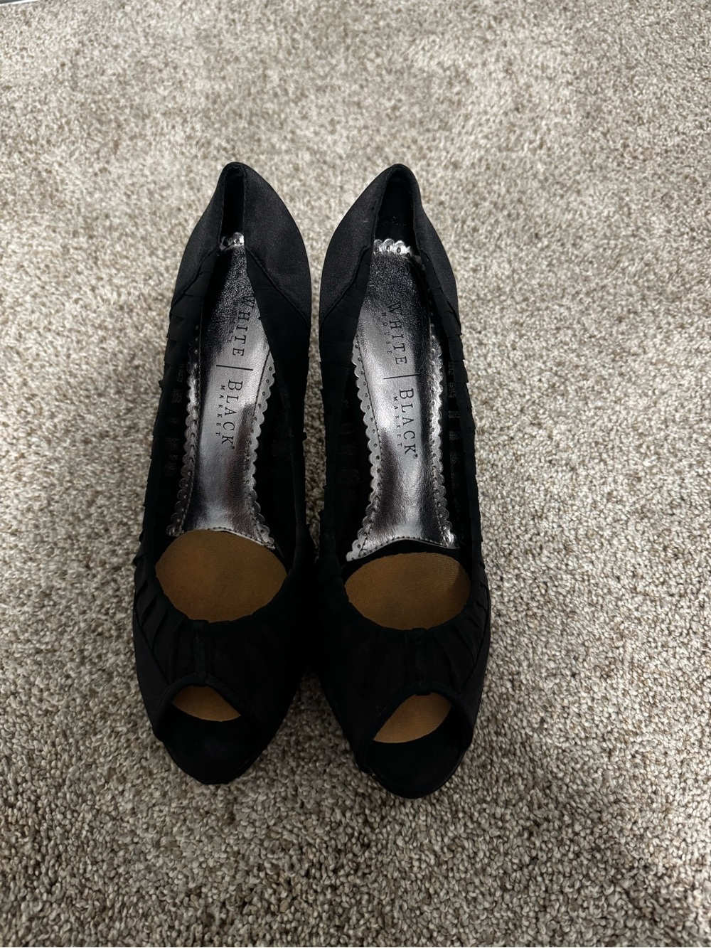White House Black Market Black Open-Toe Pleated Heels